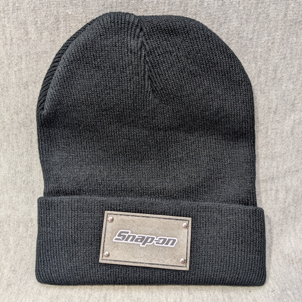 Snap-on Tools Toque Beanie Black Knit Logo Patch Gray